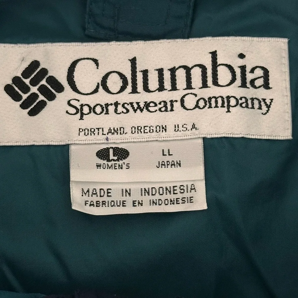 VTG Columbia Jacket Womens Large Teal Purple Longs Peak Ski‎ Full Zip Outdoor